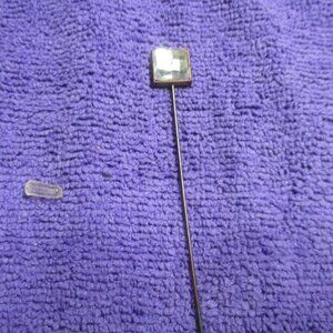Vintage Crystal Glass Stick Pin 3-1/4" L x 1/2" W